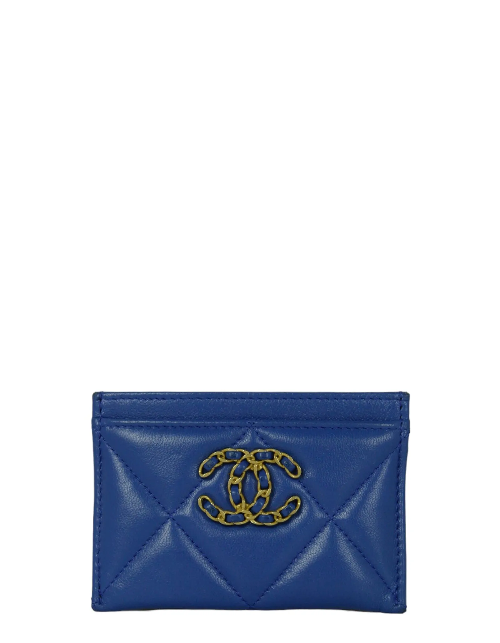 Chanel Blue Leather Quilted 19 Card Holder