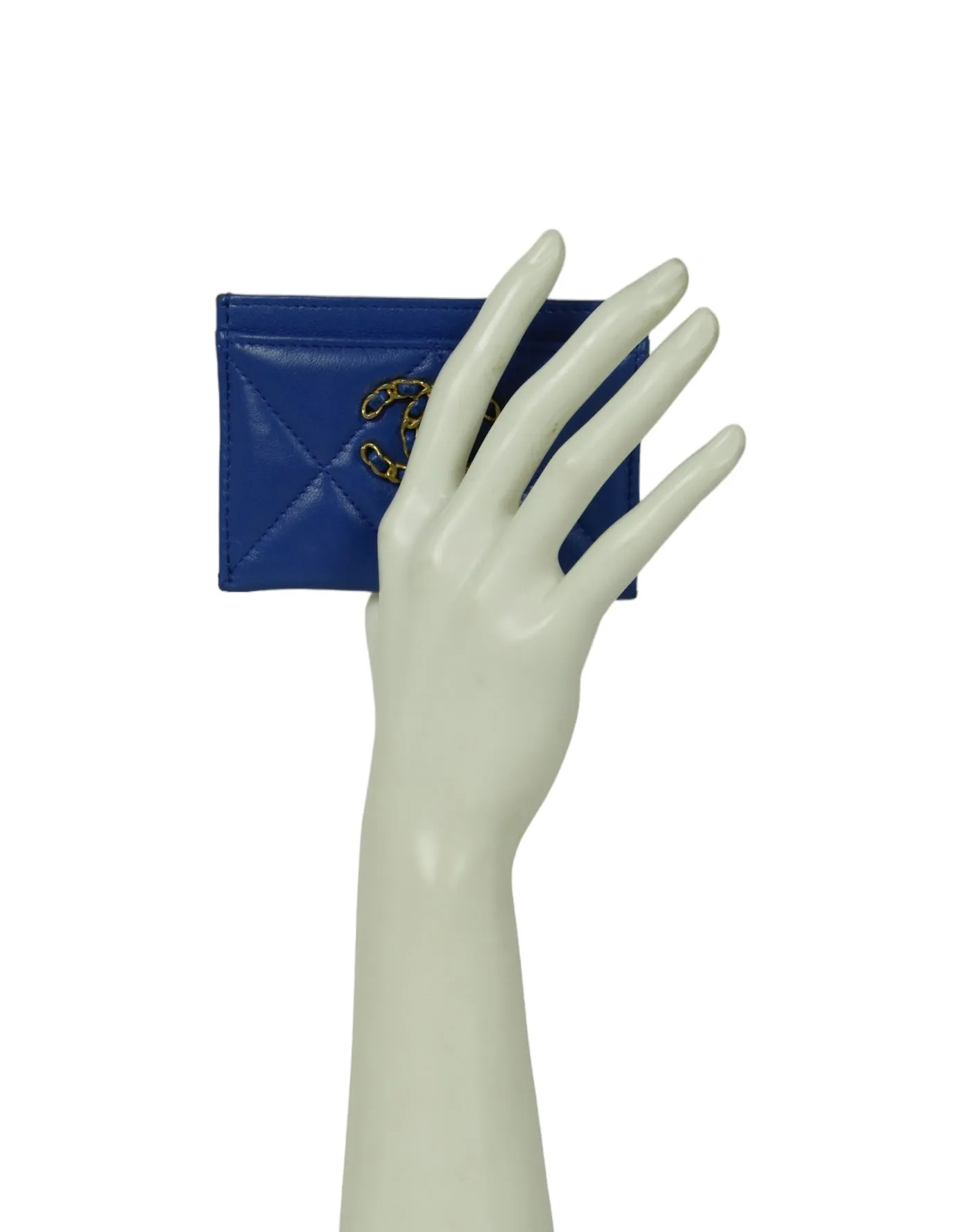 Chanel Blue Leather Quilted 19 Card Holder