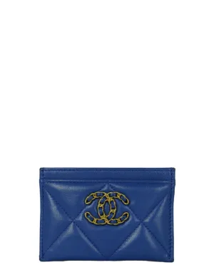 Chanel Blue Leather Quilted 19 Card Holder