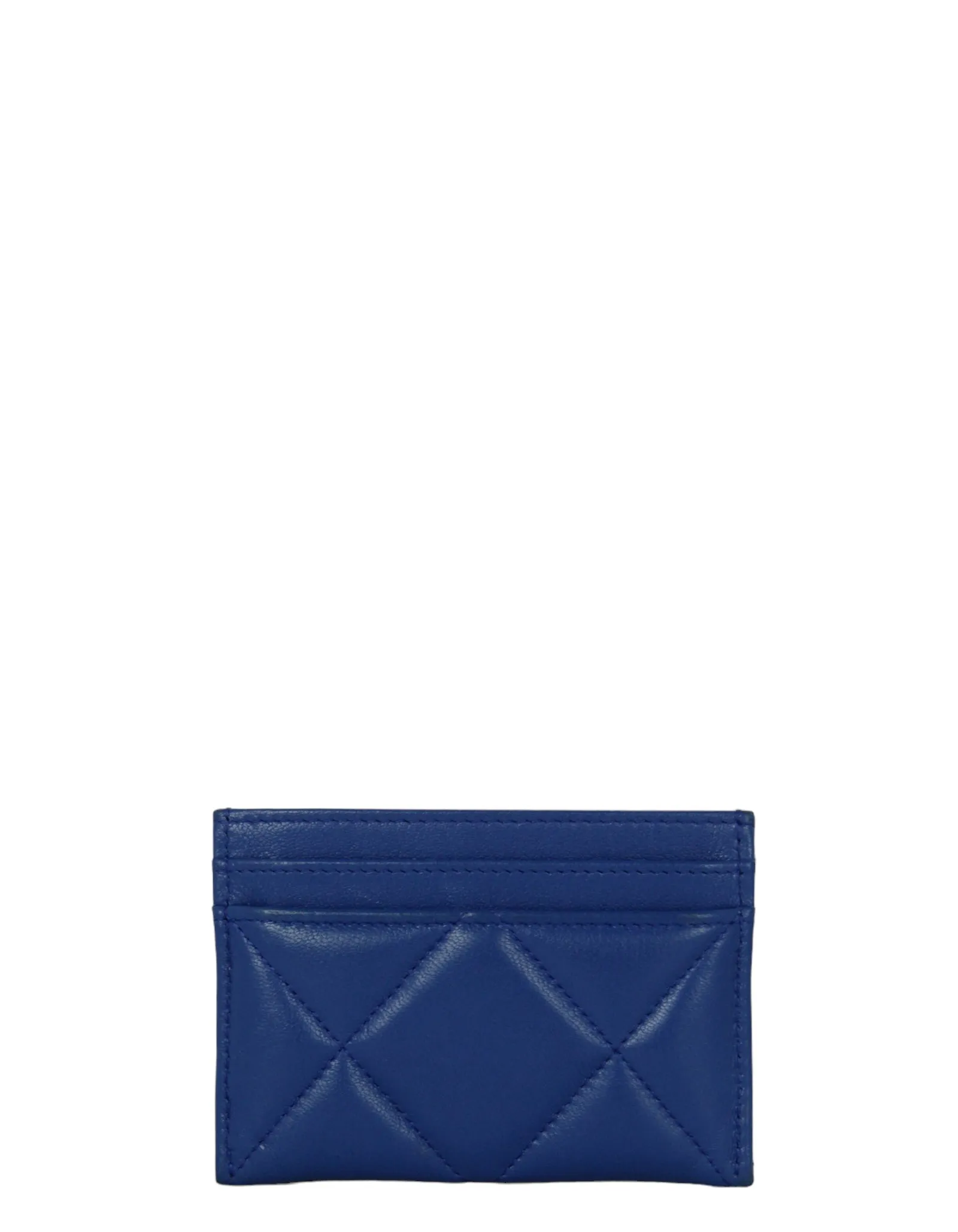 Chanel Blue Leather Quilted 19 Card Holder