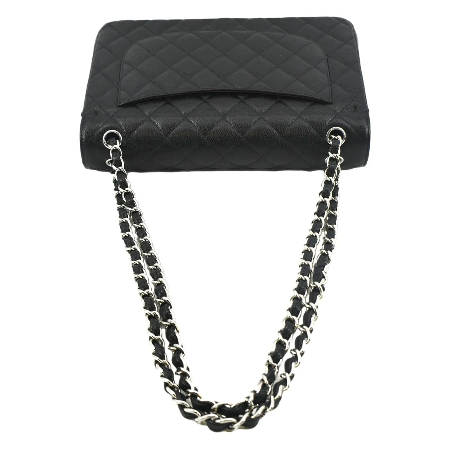 CHANEL Classic Large Double Flap Quilted Leather Shoulder Bag Black
