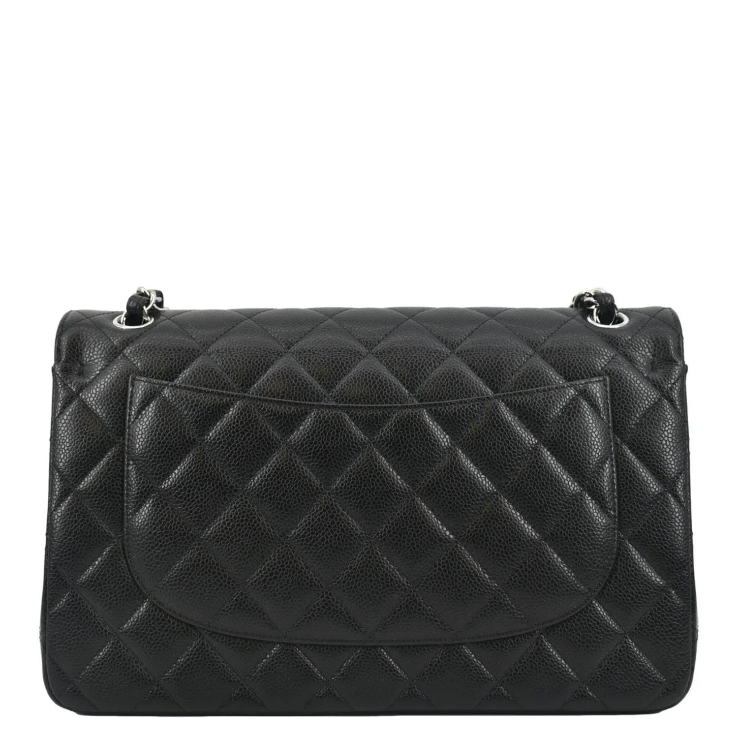 CHANEL Classic Large Double Flap Quilted Leather Shoulder Bag Black