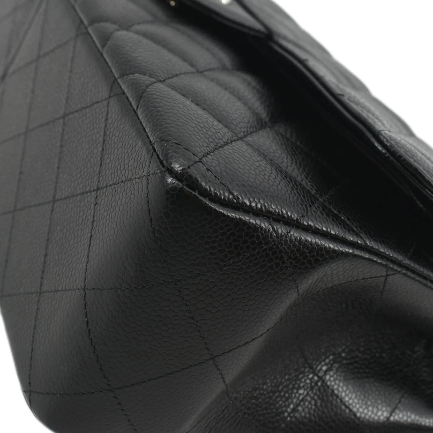 CHANEL Classic Large Double Flap Quilted Leather Shoulder Bag Black