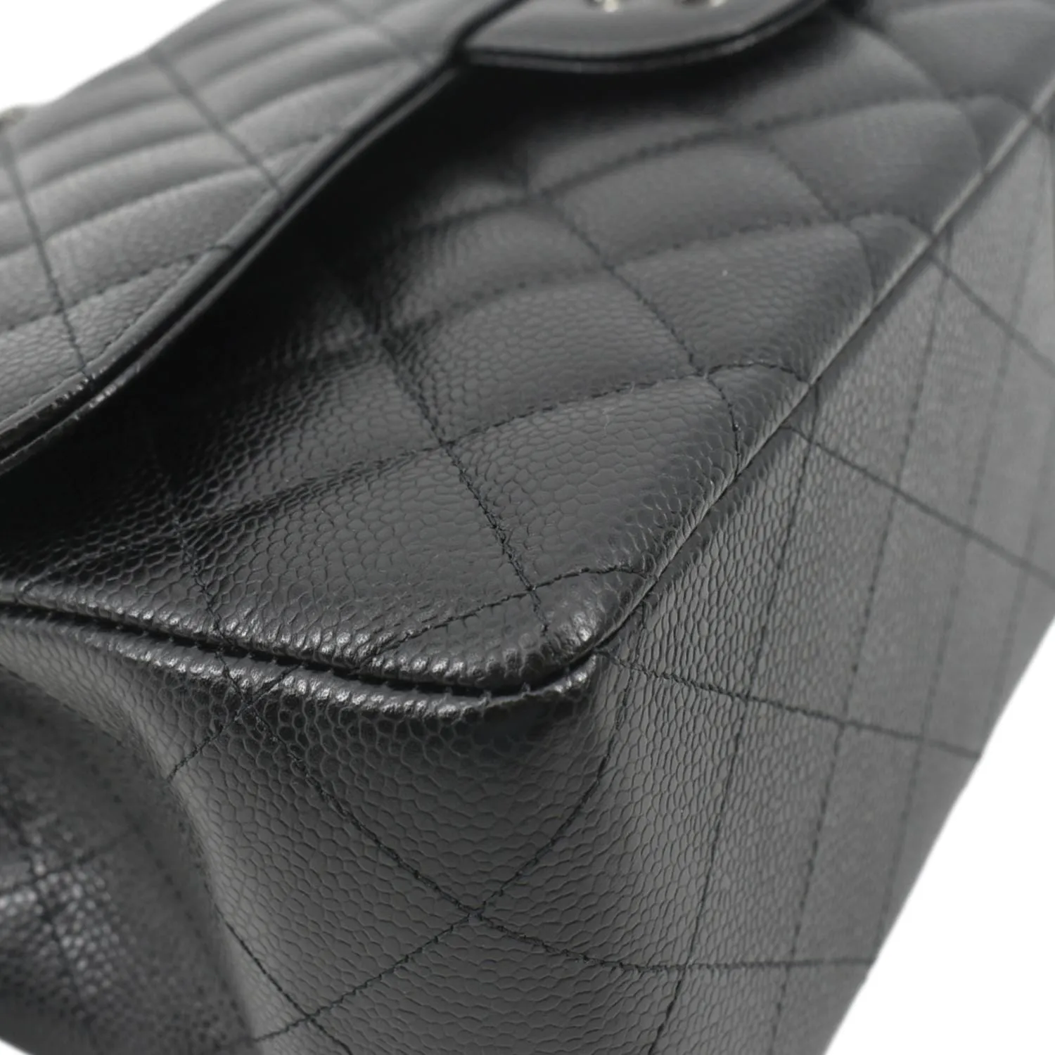 CHANEL Classic Large Double Flap Quilted Leather Shoulder Bag Black