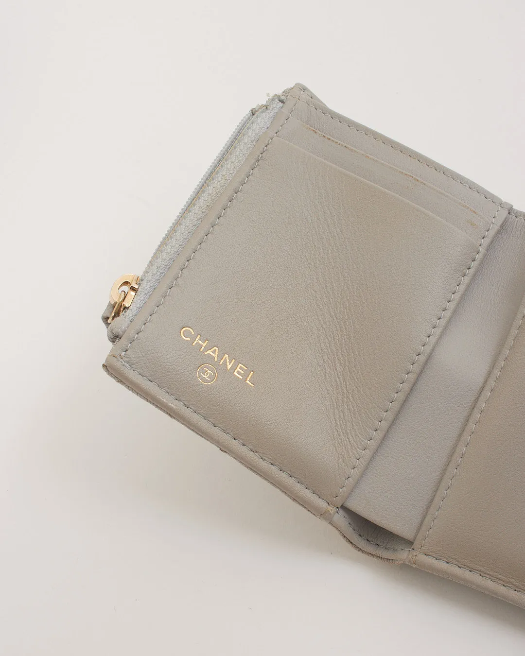 Chanel Grey/Taupe Caviar Leather Small Boy Wallet