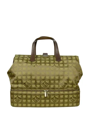 Chanel Khaki Logo Printed Travel Ligne Frame Bag