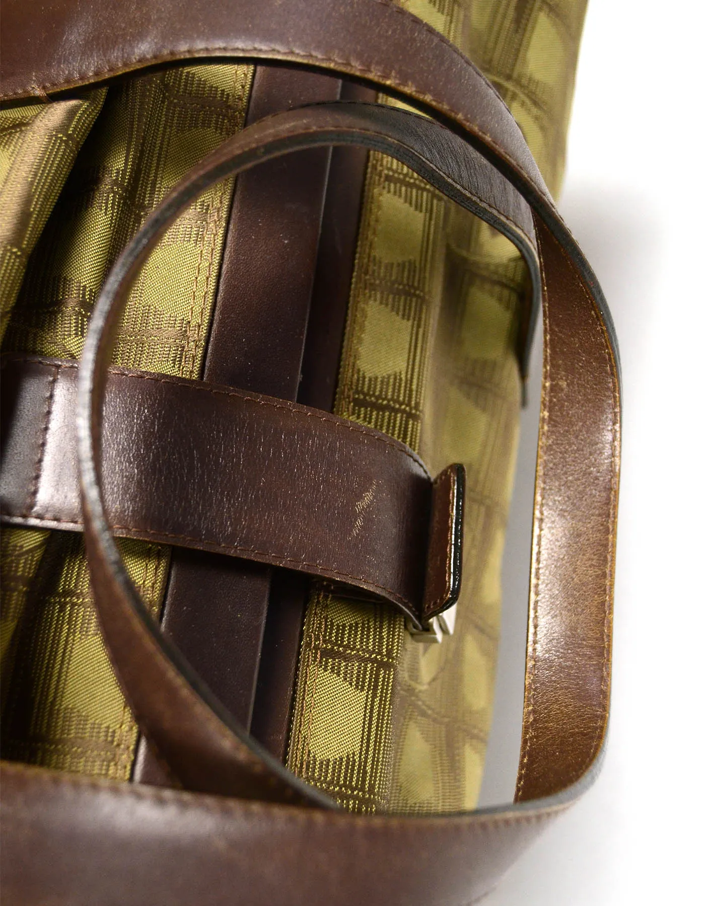 Chanel Khaki Logo Printed Travel Ligne Frame Bag