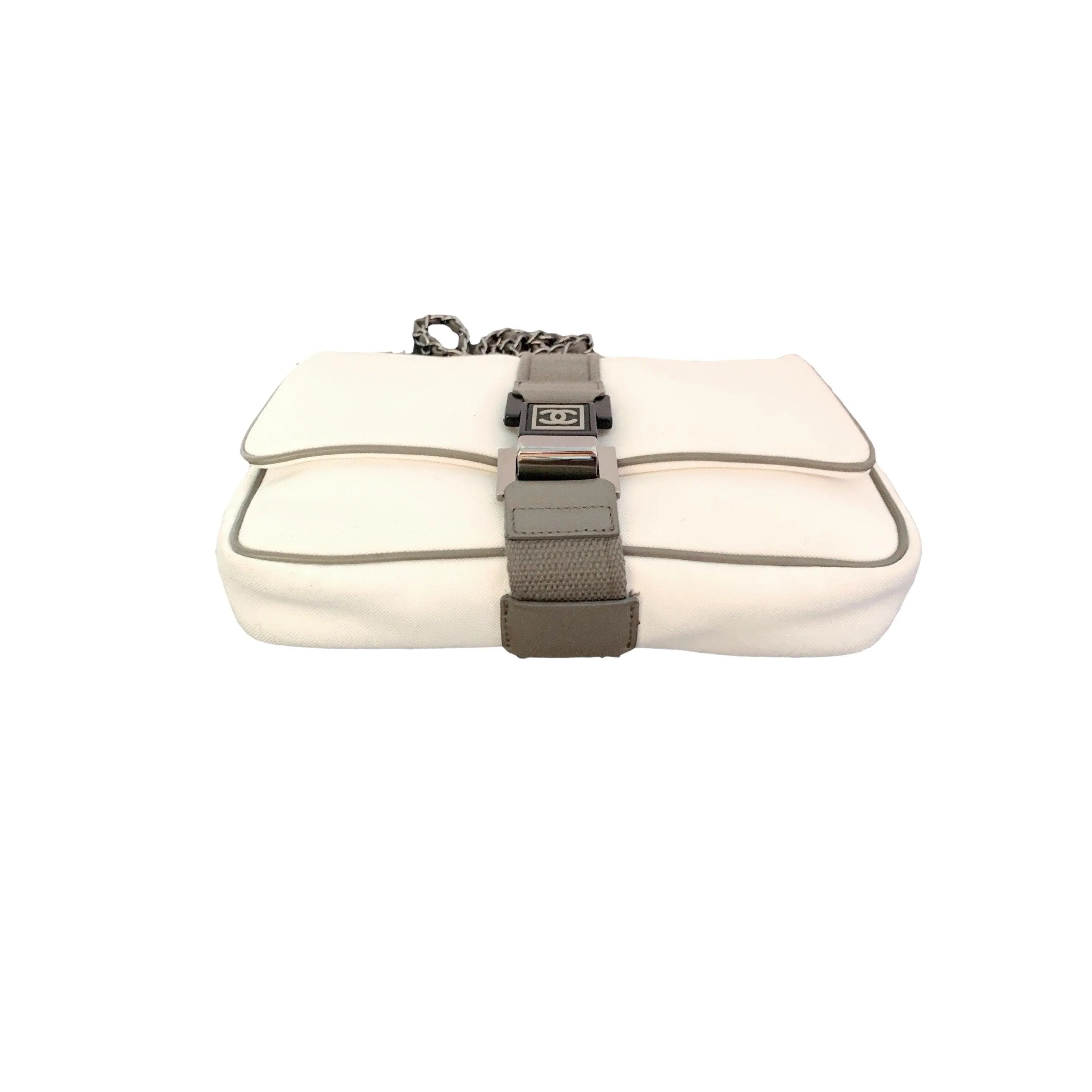Chanel White Canvas Sport Flap Bag