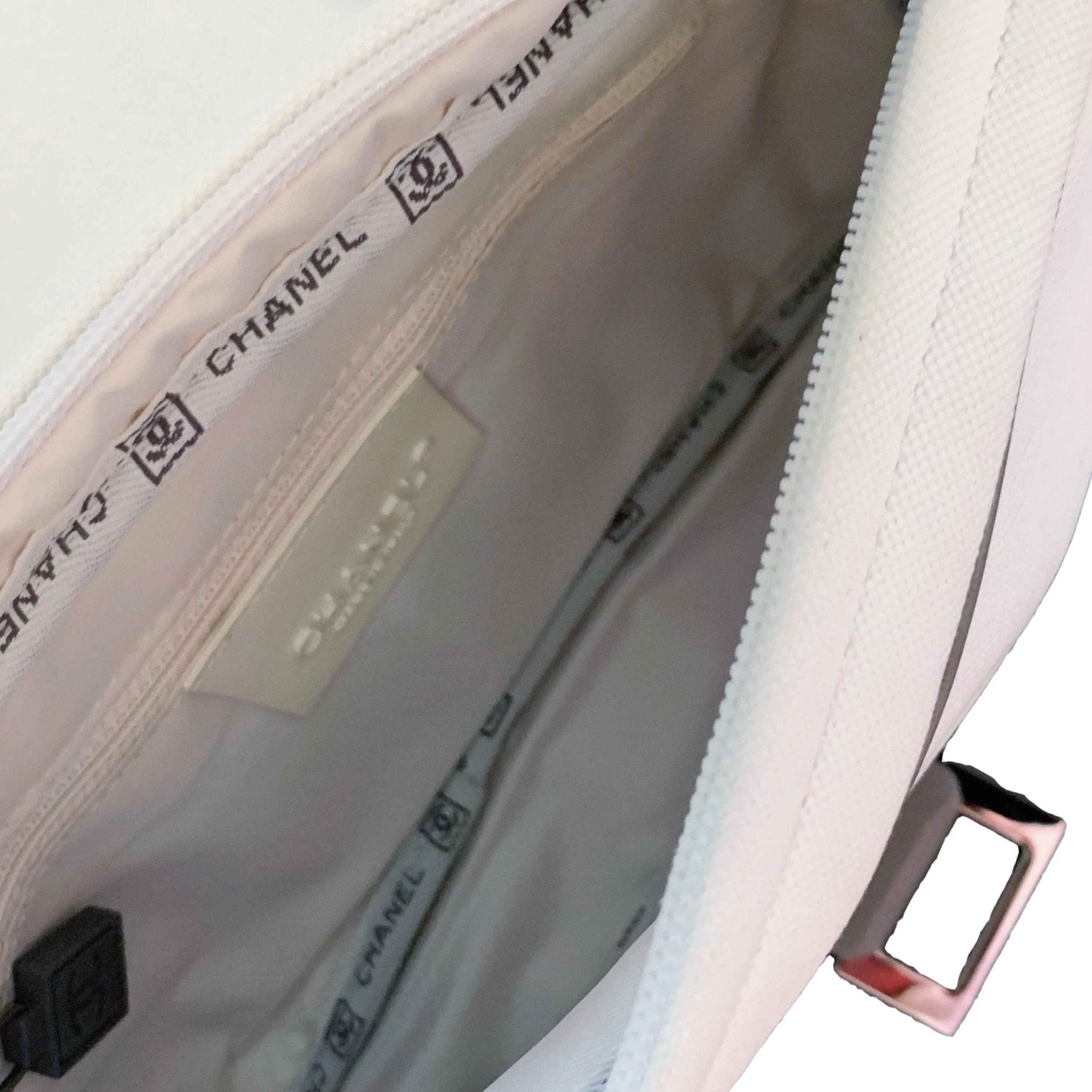 Chanel White Canvas Sport Flap Bag