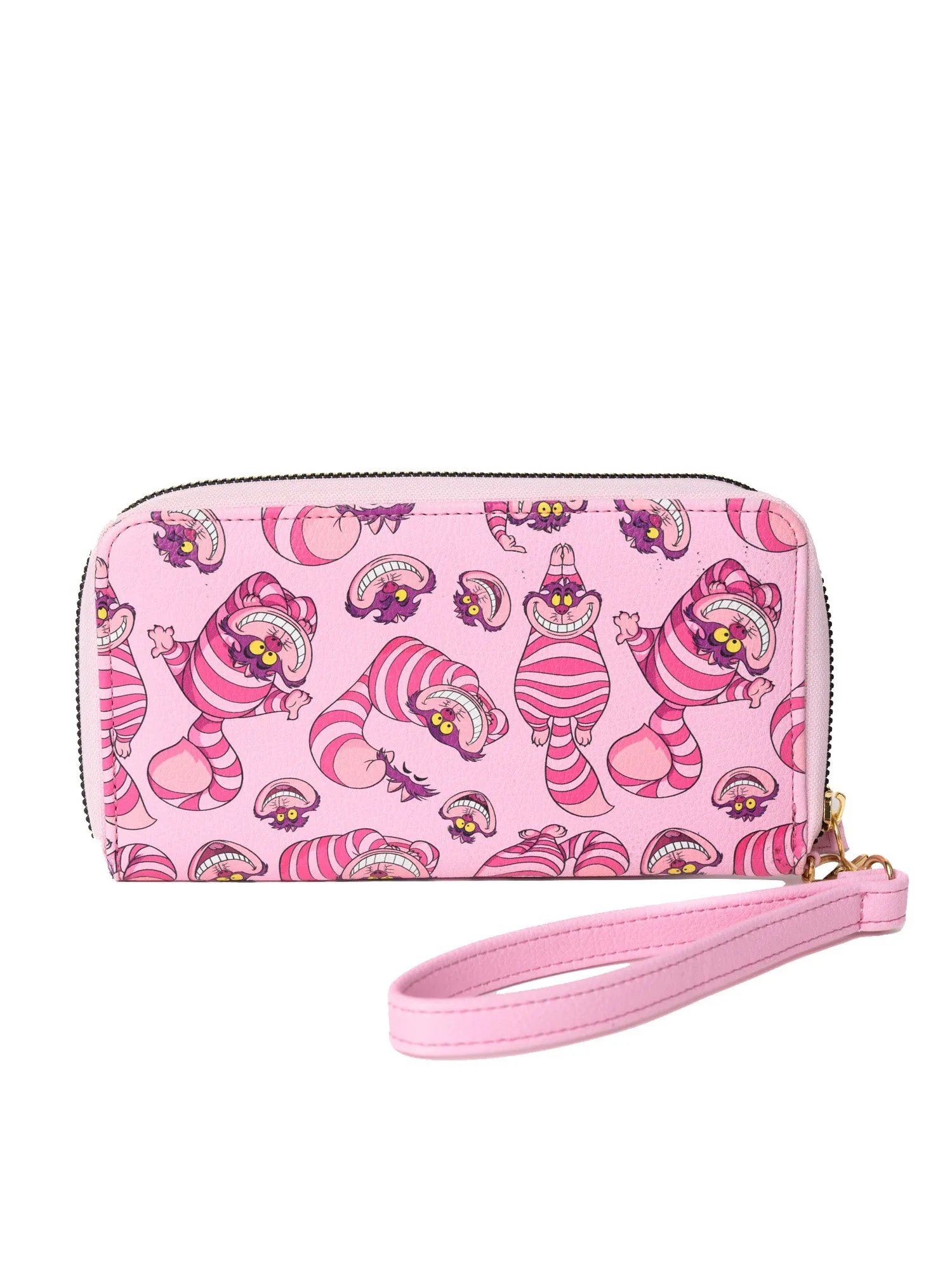 Cheshire Cat Women's Wallet Zip Around Wristlet Disney All-Over Character Print