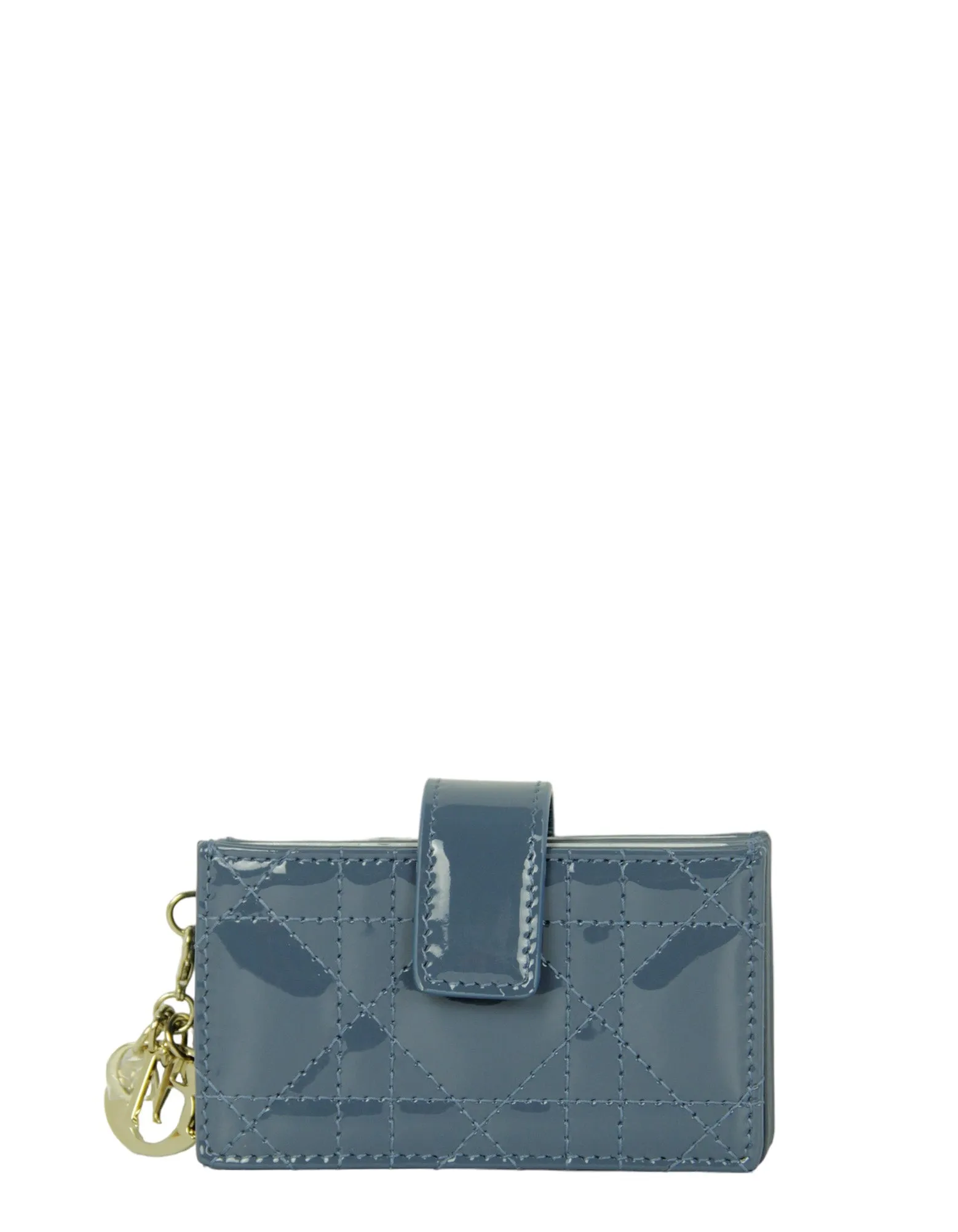 Christian Dior Blue Patent Lady Dior Jasmine Card Holder