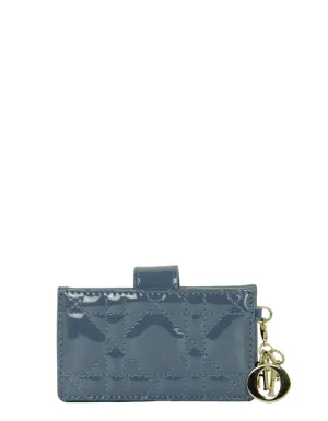 Christian Dior Blue Patent Lady Dior Jasmine Card Holder