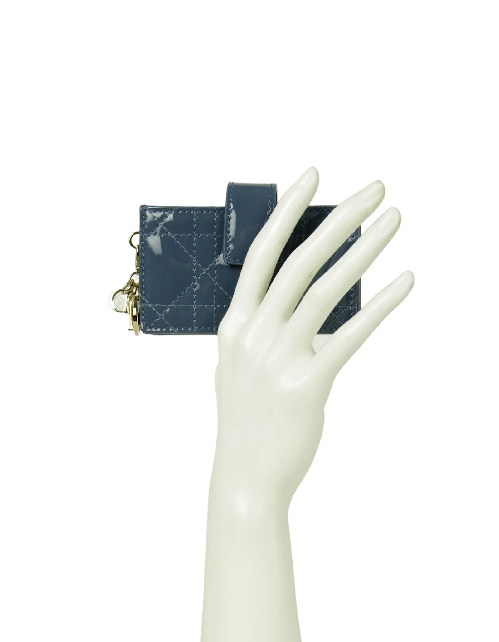 Christian Dior Blue Patent Lady Dior Jasmine Card Holder