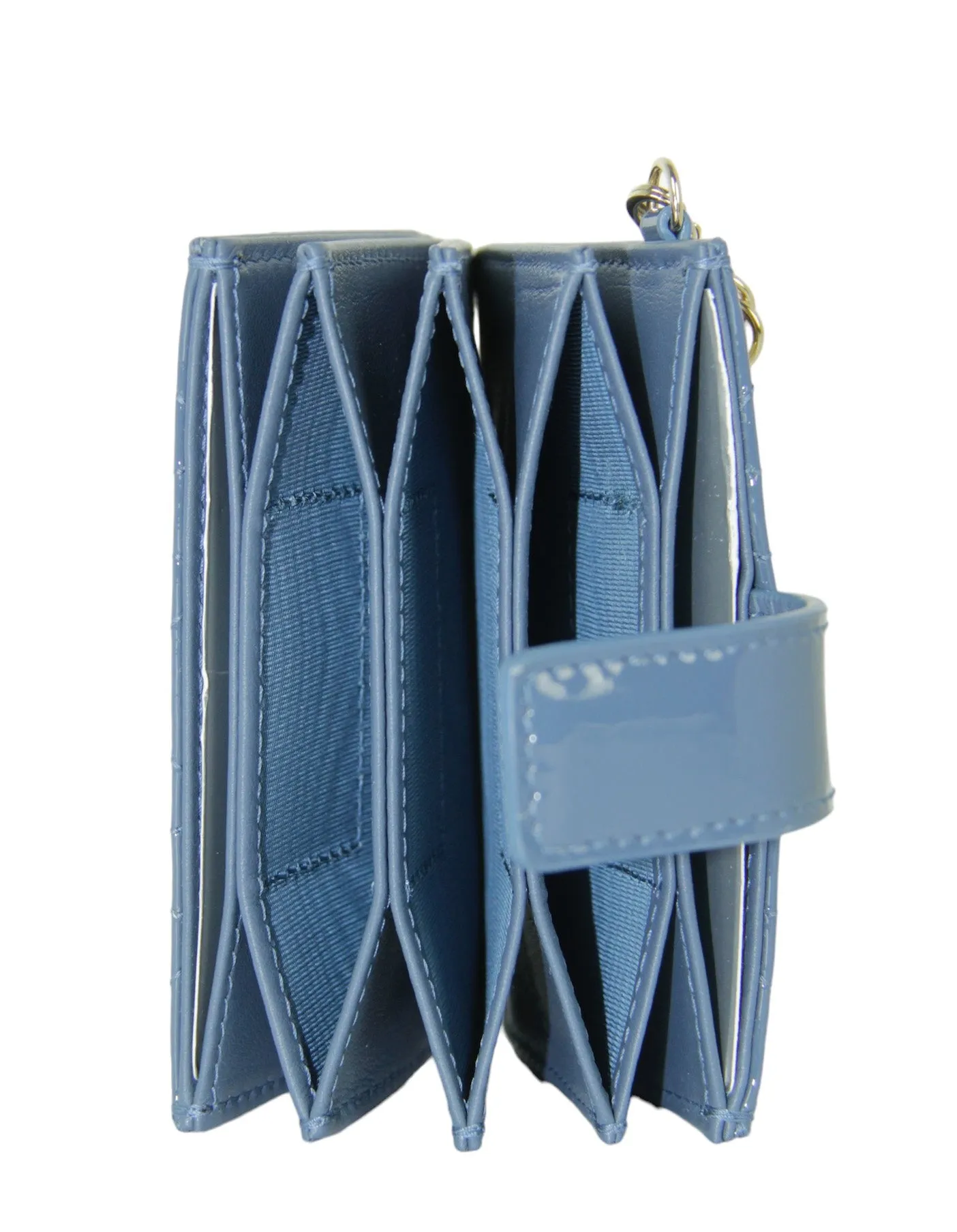 Christian Dior Blue Patent Lady Dior Jasmine Card Holder