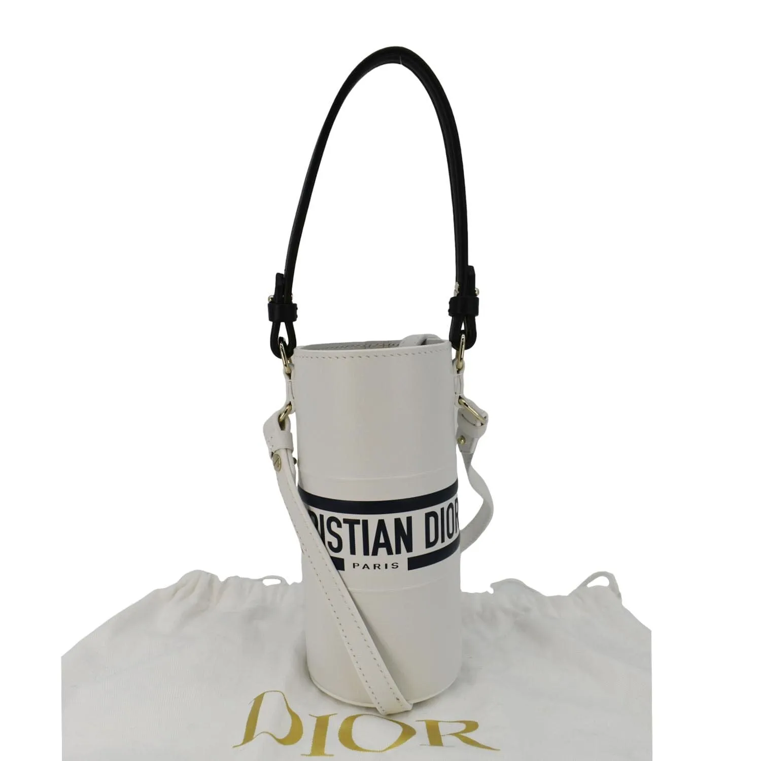 Christian Dior Vibe Bottle Holder Printed Leather Crossbody Bag White
