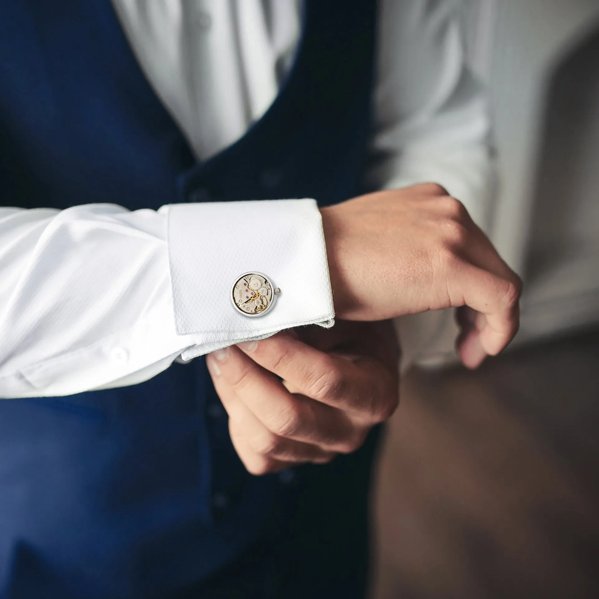 Circular Inner Watch Part Cufflinks