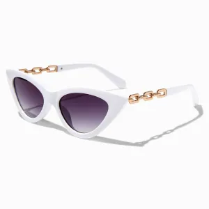 Claire's Chunky  Cat Eye & Gold Chain Link Sunglasses | White