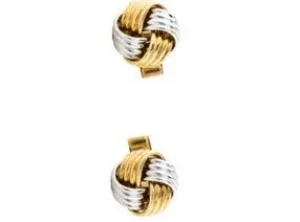 Classic 14K Two-Tone 2-Tone White Gold Knot Mens Cufflinks