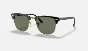 Clubmaster Classic| Polished Black with Green, Polarized | Ray Ban