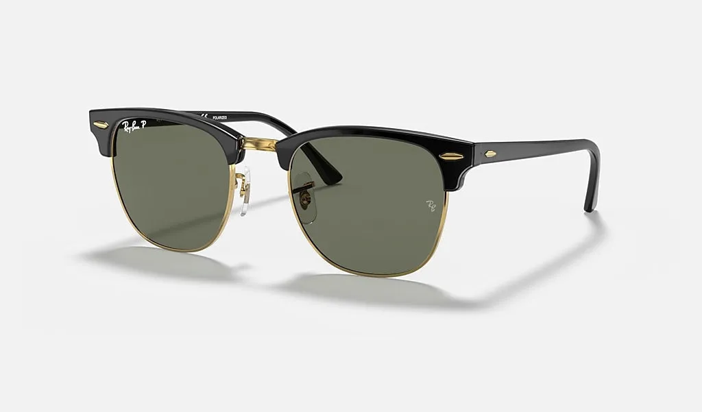 Clubmaster Classic| Polished Black with Green, Polarized | Ray Ban
