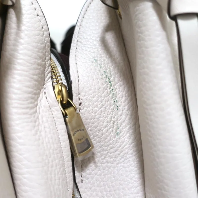 Coach Harmony Hobo Snakeskin-Trim Cream Leather Large Shoulder Bag