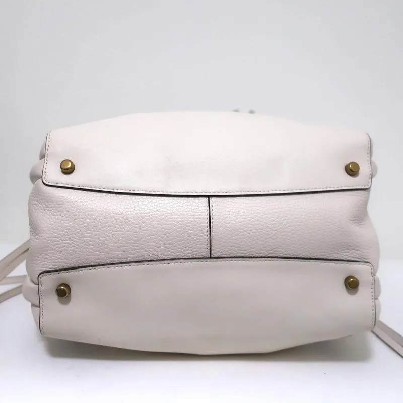 Coach Harmony Hobo Snakeskin-Trim Cream Leather Large Shoulder Bag