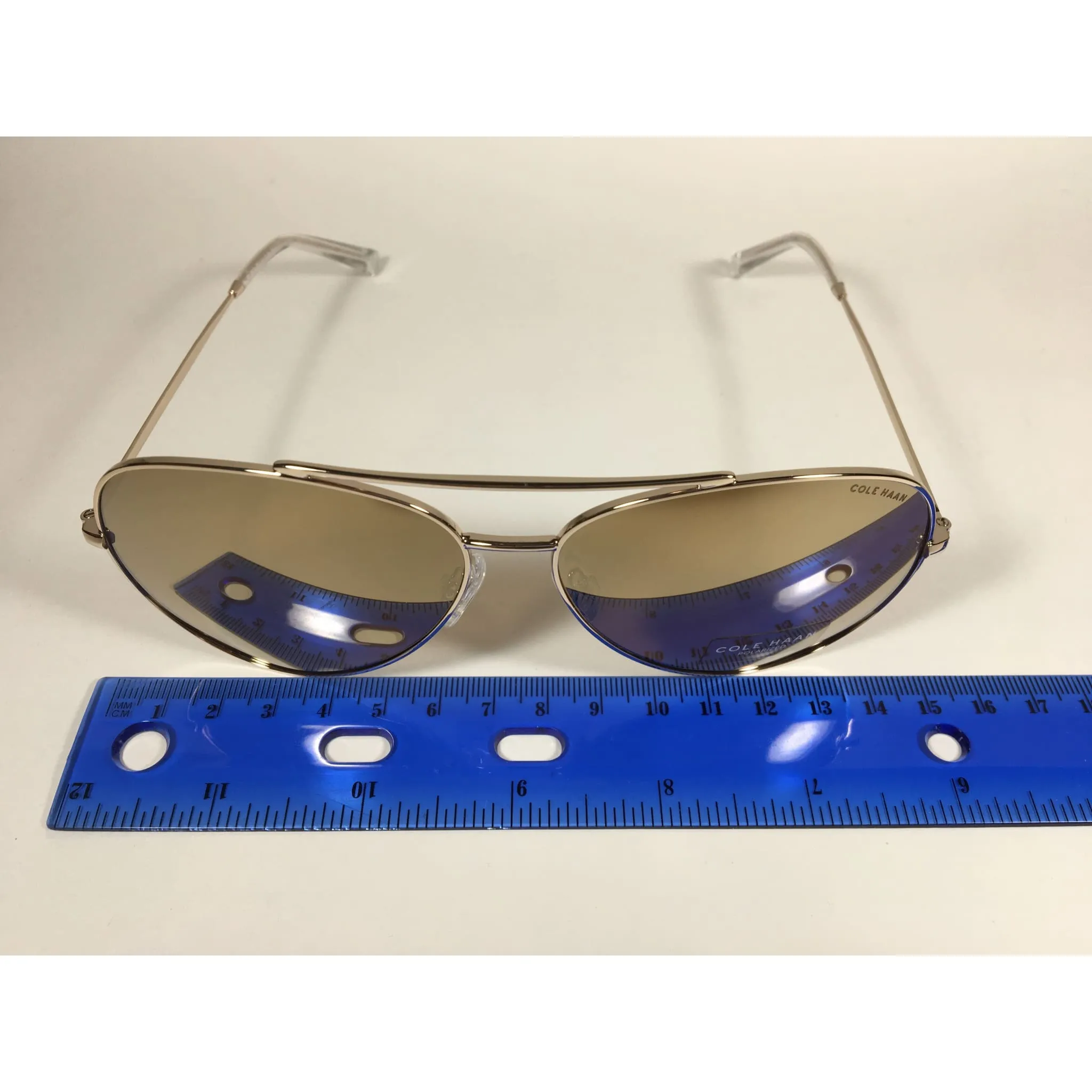 Cole Haan Polarized Aviator Pilot Sunglasses Gold Mirror Lens CH9005 717 GOLD