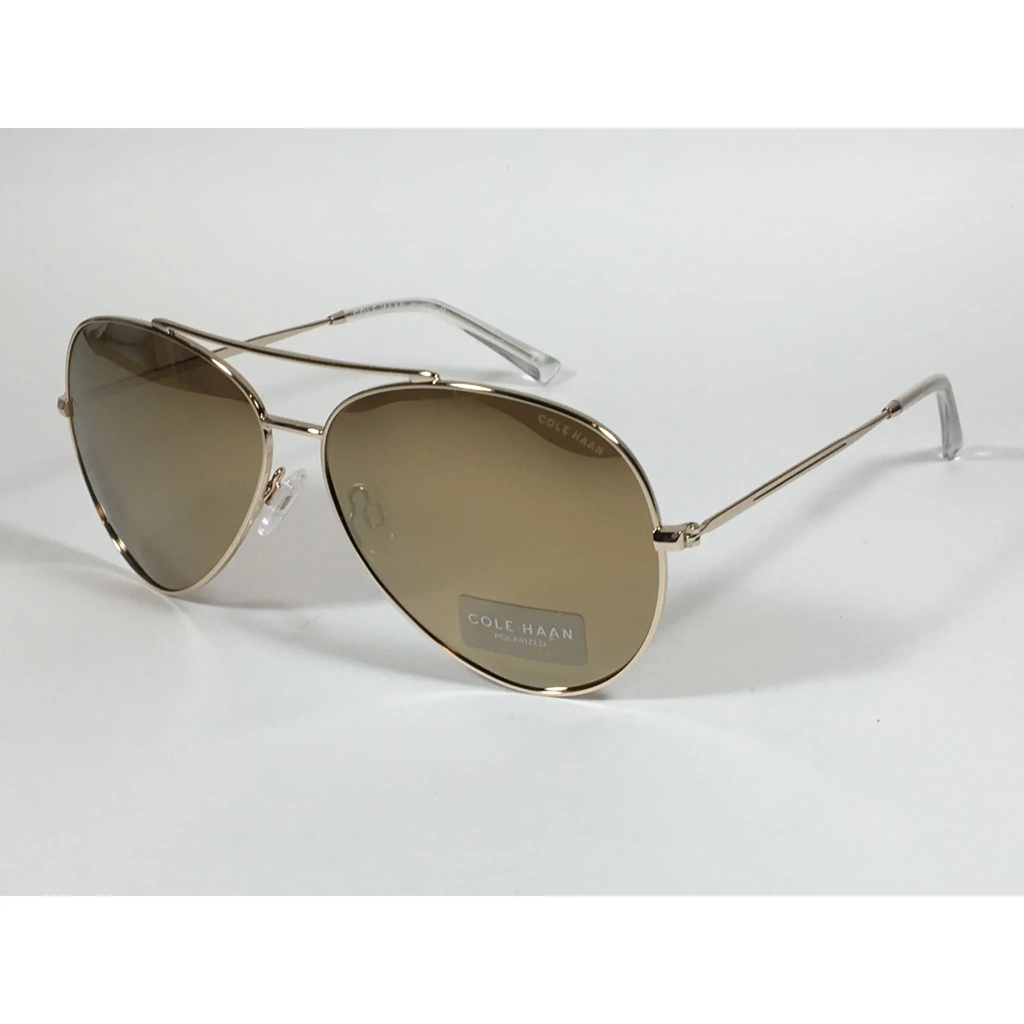 Cole Haan Polarized Aviator Pilot Sunglasses Gold Mirror Lens CH9005 717 GOLD