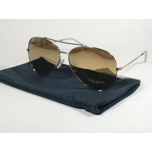 Cole Haan Polarized Aviator Pilot Sunglasses Gold Mirror Lens CH9005 717 GOLD