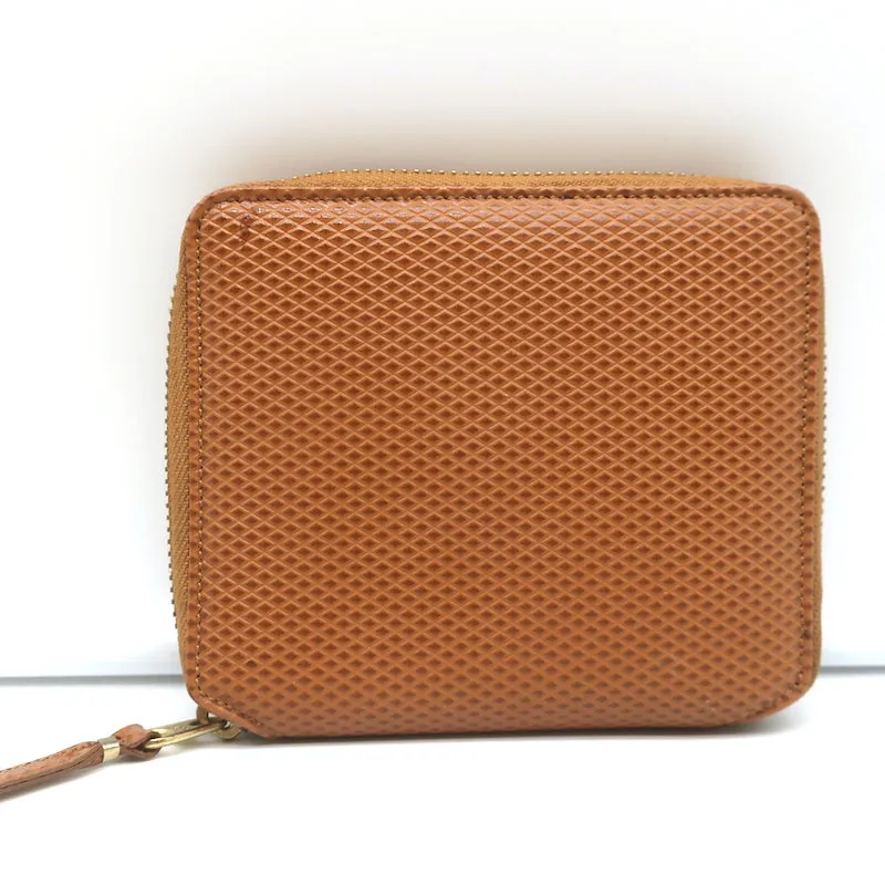 Comme des Garcons Luxury Group Zip Around Wallet Camel Textured Leather