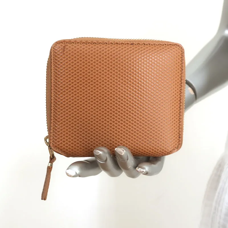 Comme des Garcons Luxury Group Zip Around Wallet Camel Textured Leather