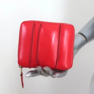 Comme des Garcons Raised Spike Zip Around Wallet Red Glossy Leather