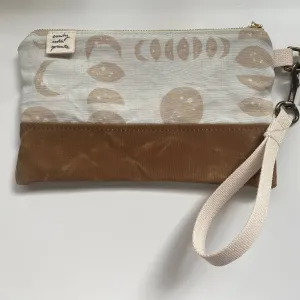 Cream Moon Phase Waxed Canvas Wristlet