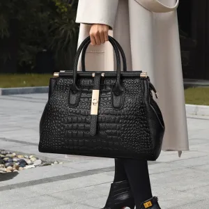 Crocodile-print leather women's bag hand bag large capacity cowhide one-shoulder cross-body bag