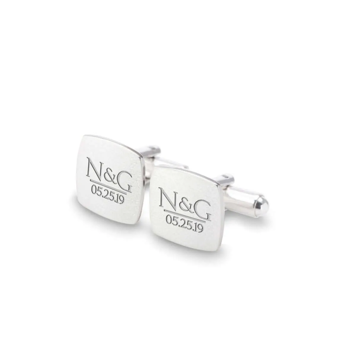 Custom Engraved Solid Silver Cufflinks Groom Gift from Bride