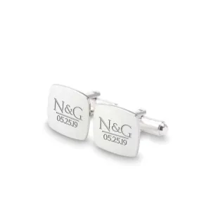 Custom Engraved Solid Silver Cufflinks Groom Gift from Bride