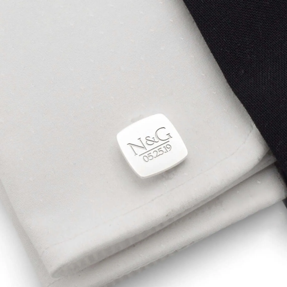 Custom Engraved Solid Silver Cufflinks Groom Gift from Bride