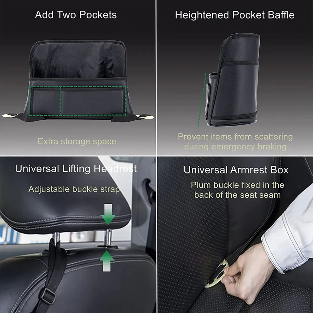 Custom Text For Car Purse Holder for Car Handbag Holder Between Seats Premium PU Leather, Compatible with All Cars, Auto Driver Or Passenger Accessories Organizer, Hanging Car Purse Storage Pocket Back Seat Pet Barrier MS11991