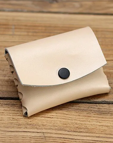 Cute Leather Card Holders White Women Coin Wallets Handmade Card Wallet For Women