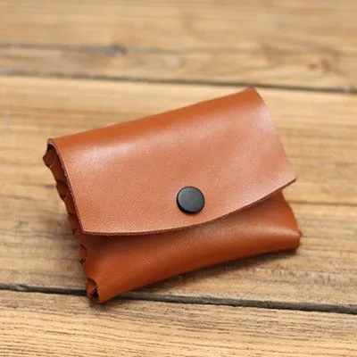 Cute Leather Card Holders White Women Coin Wallets Handmade Card Wallet For Women