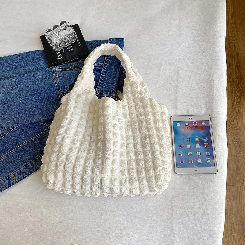 Cute Pleated Puff Shouder Bag Women Large-capacity Cloud Armpit Bag Winter Fashion Handbags Girls