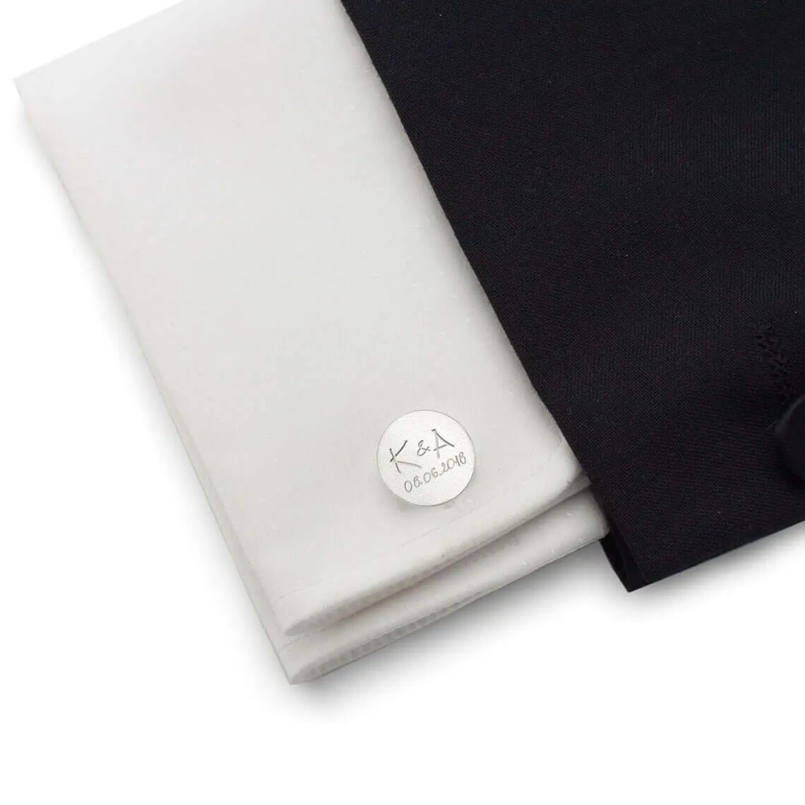 Date and Initials Cufflinks 925 Silver Men's Wedding Jewelry