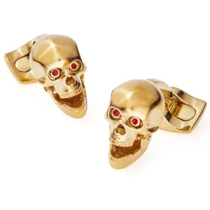Deakin and Francis Yellow Gold Skull Cufflinks, Gold Plated