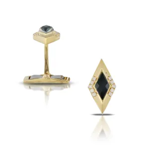 Diamond Cufflinks with Blue Topaz over Hematite