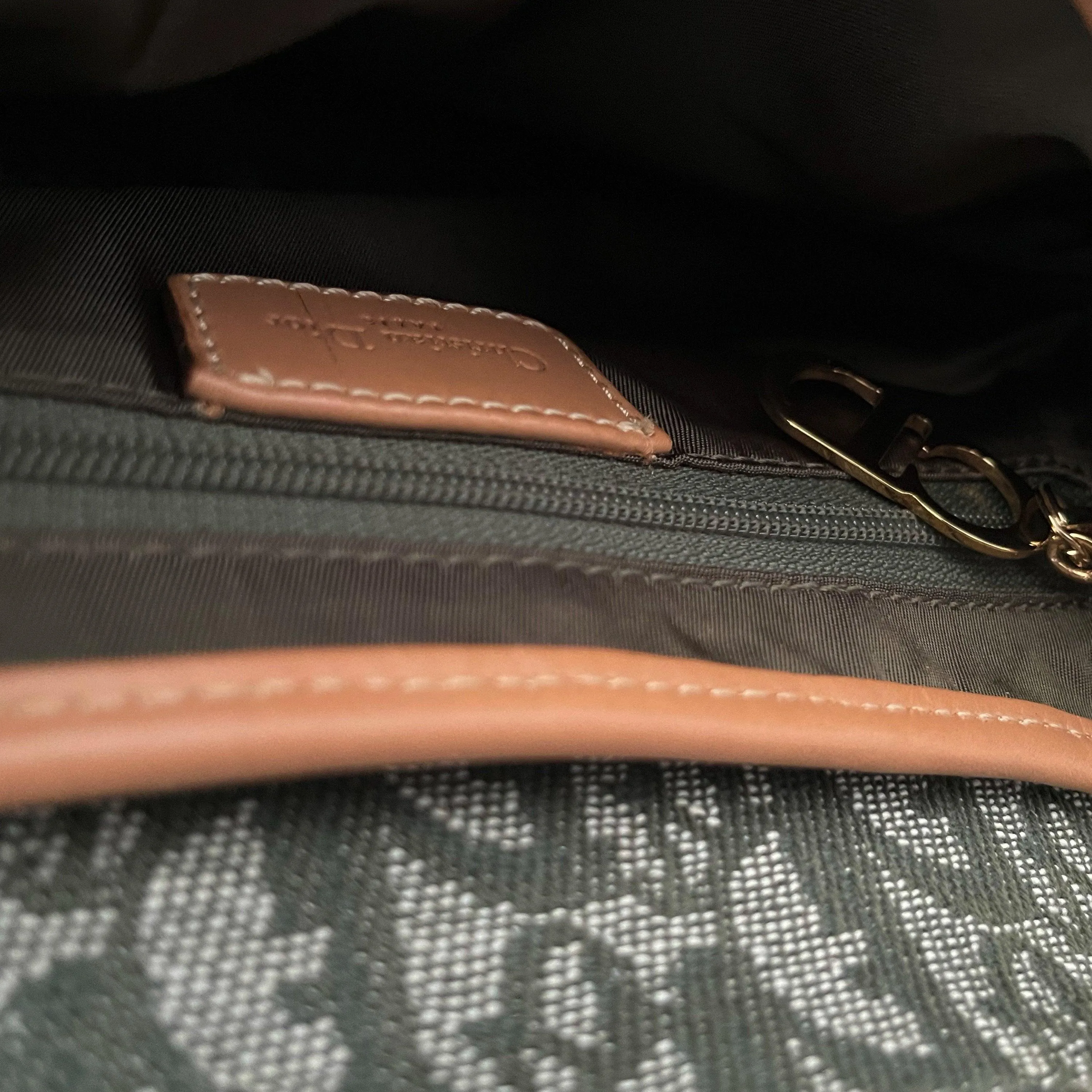 Dior Green Monogram Canvas Saddle Bag