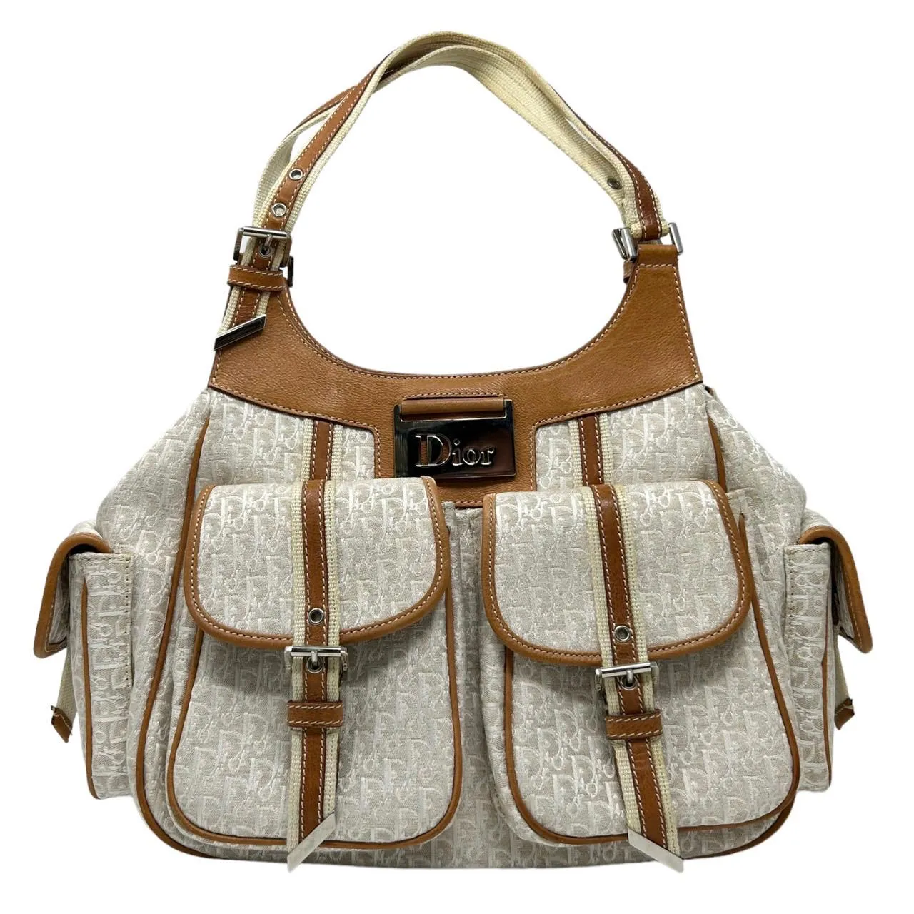 Dior Ivory Logo Pocket Shoulder Bag