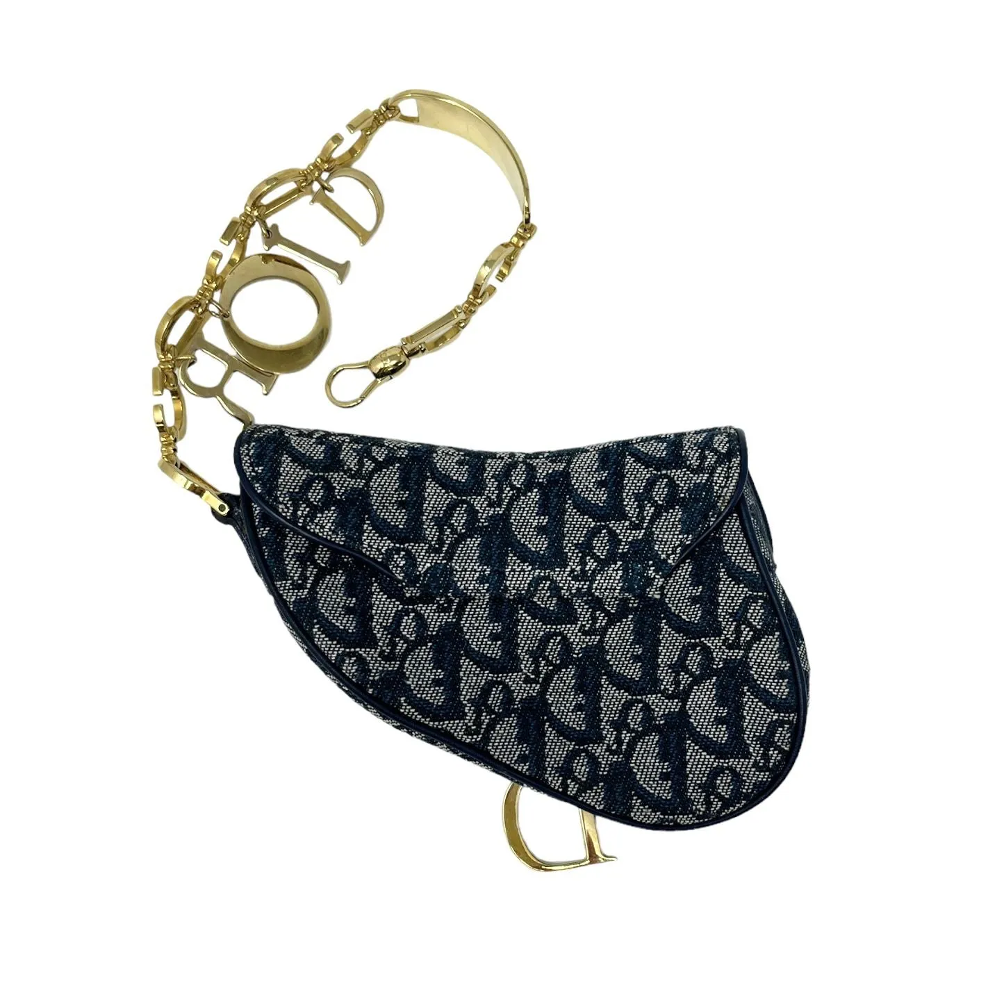 Dior Navy Logo Hardware Mini Saddle
