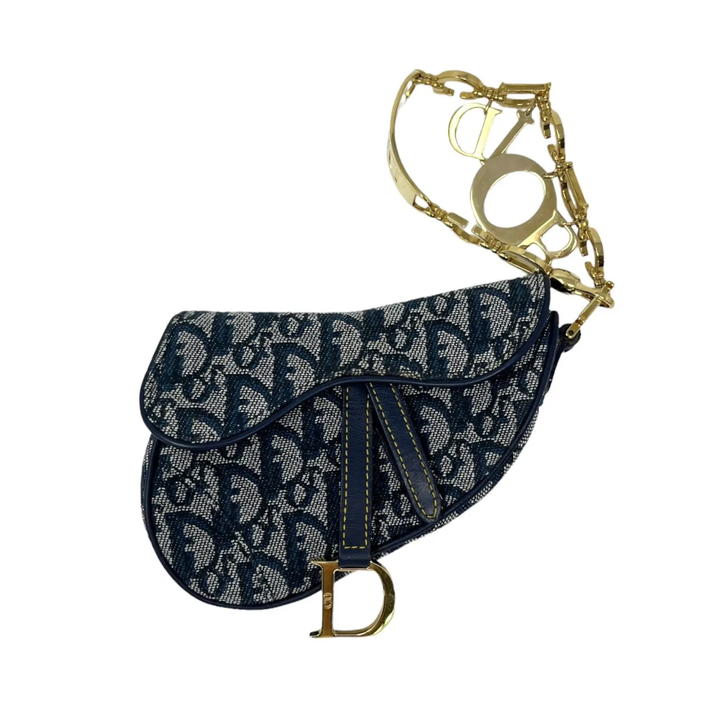 Dior Navy Logo Hardware Mini Saddle