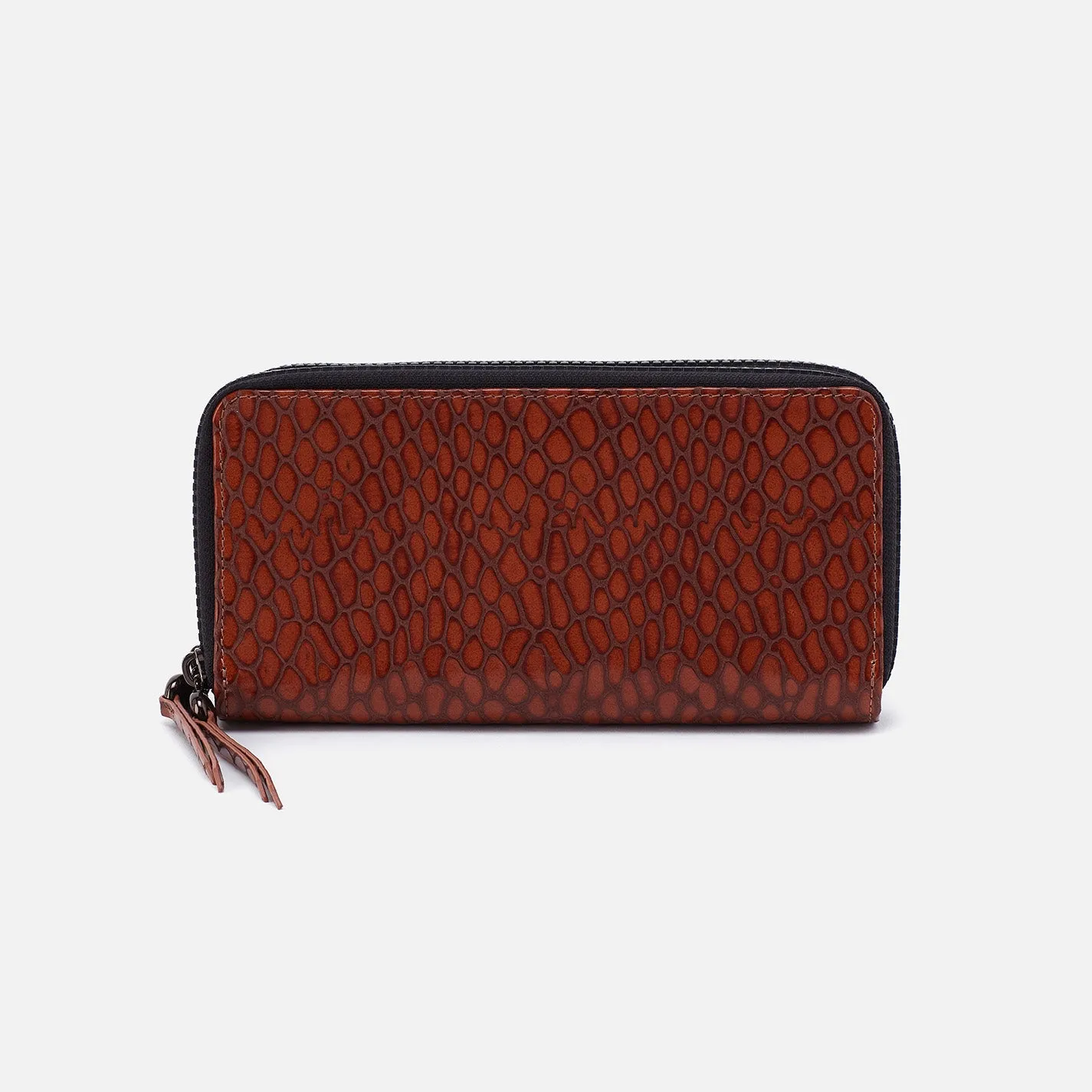 Dixon Large Zip Wallet In High Gloss Leather - Tortoise