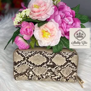 Double ZIp Snakeskin Zip Wallet